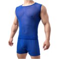 thumbnail image 2 of Hombres Casual cuello redondo manga corta cuello redondo pulóver ropa interior perspectiva transpirable sin mangas hombro ancho chaleco bóxer conjunto de calzoncillos Pompotops qyievc3088, 2 of 6
