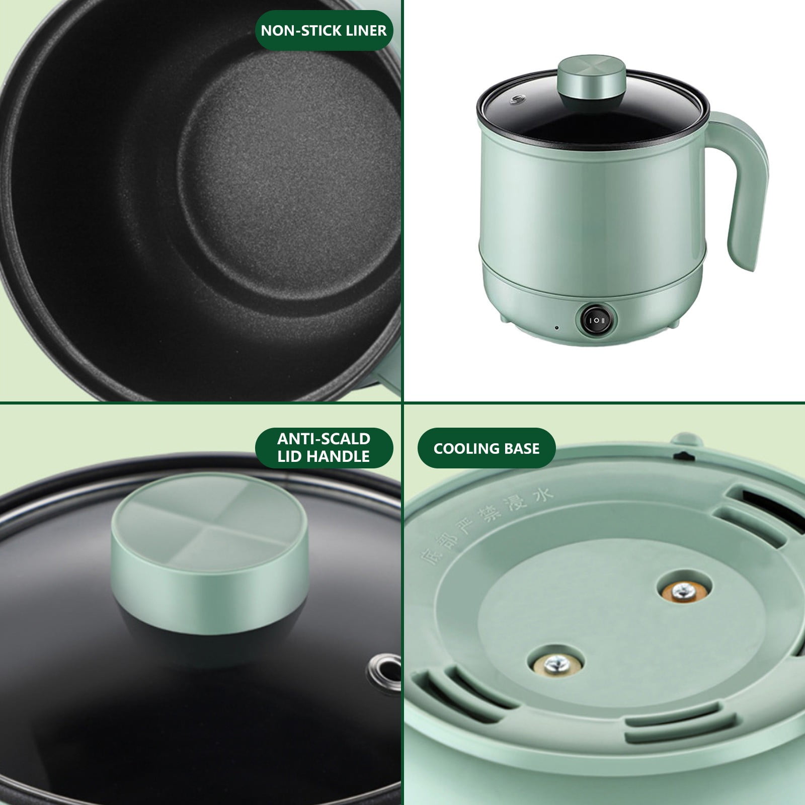 Make It Stick Non Stick Pots, 1.7L Portable Traveling Cooker with 2 Power Settings, Non-Stick Frying Pan for Home Use, Electric Hot Pot for Dorm and Office