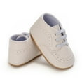 thumbnail image 4 of AVAIL Baby Boys Girls Oxford Shoes Hard Bottom Lace Up Sneaker PU Leather Moccasin Infant Toddler First Walker Uniform Dress Loafer Shoes 0-18Months, 4 of 6
