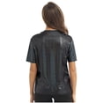 thumbnail image 2 of CHICTRY Womens Shiny T Shirt Casual Short Sleeve Pullover Tops Dark Grey S, 2 of 7