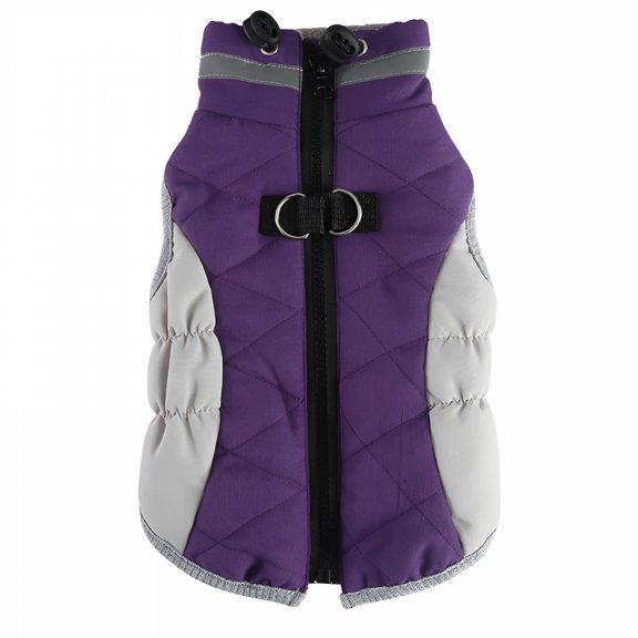TELOLY Pet Clothes Dog Coat Warm Dog Jacket Winter Coat Padded Dog Vest Reflective Dog Cold Weather Coats with Built in Harness Windproof Dog Snow Jacket Clothes with Zipper Purple