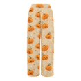 thumbnail image 5 of WTOBBY Women's Loose Casual Halloween Printed Wide Leg Pants, Elastic Waistband Drawstring with Pocket, Novelty Fall Seasonal Trousers,Ginger S, 5 of 6