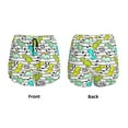 thumbnail image 3 of Balery Funny Dinosaurs on Stripes Pantalones cortos deportivos para mujer con forro y dos bolsillos, elásticos, para entrenamiento, gimnasio, yoga-Small, 3 of 7