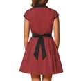 thumbnail image 3 of INSPIRE CHIC Women's Button Down Shirt Dress Notch Lapel Short Sleeve Belted Work Dresses XL Brick Red, 3 of 6