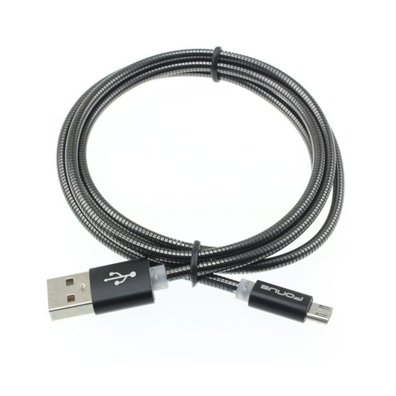 Metal USB Cable for Galaxy J7/J5/J3/J2/J1 - 3ft Charger Cord Power Wire MicroUSB Sync Fast Charge Data High Speed Black V7Q Compatible With Samsung Galaxy J7/J5/J3/J2/J1