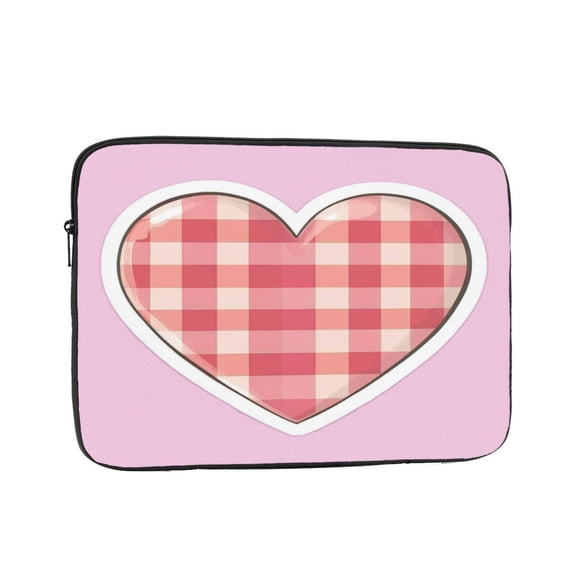 Laptop Sleeve Bag Compatible For iPad MacBook Air Pro Tablet Computer PC notebook Protective Fit in 10/12/13/14/15/16/17 inch Size Pink Plaid Heart (1)