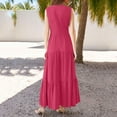 thumbnail image 5 of Womens Ruffle Tiered Maxi Dress Sleeveless V Neck Summer Casual Tank Sundress Cozy Flowy Long Dress (S, Hot Pink), 5 of 7