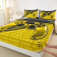 thumbnail image 3 of Homewish Gamer Gaming Twin Sheet Sets,Kids Gamepad Controller Twin Fitted Sheet,Yellow Black Flat Sheet For Teens,Microfiber Bedroom Decor,3-Piece, 3 of 7