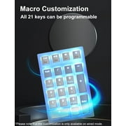Tri-Mode 21-Key Mechanical RGB Backlit Macro Rechargeable Number Pad for PC/Mac