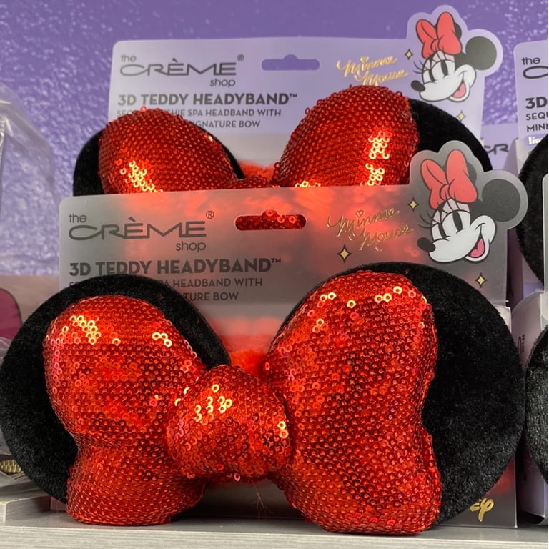 The Crème Shop Minnie Mouse 3D Teddy Headyband With Sequin Plush Ear & Bow Black Amazon.com : The Crème Shop x Disney 3D Teddy Headyband, Spa  main image 3
