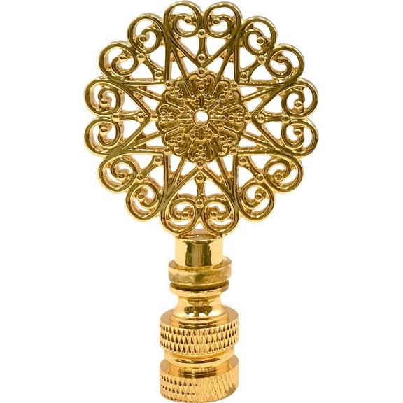 Royal Designs, Inc. Scalloped Filigree Lamp Finial, F-5017PB-1, Polished Brass, Single