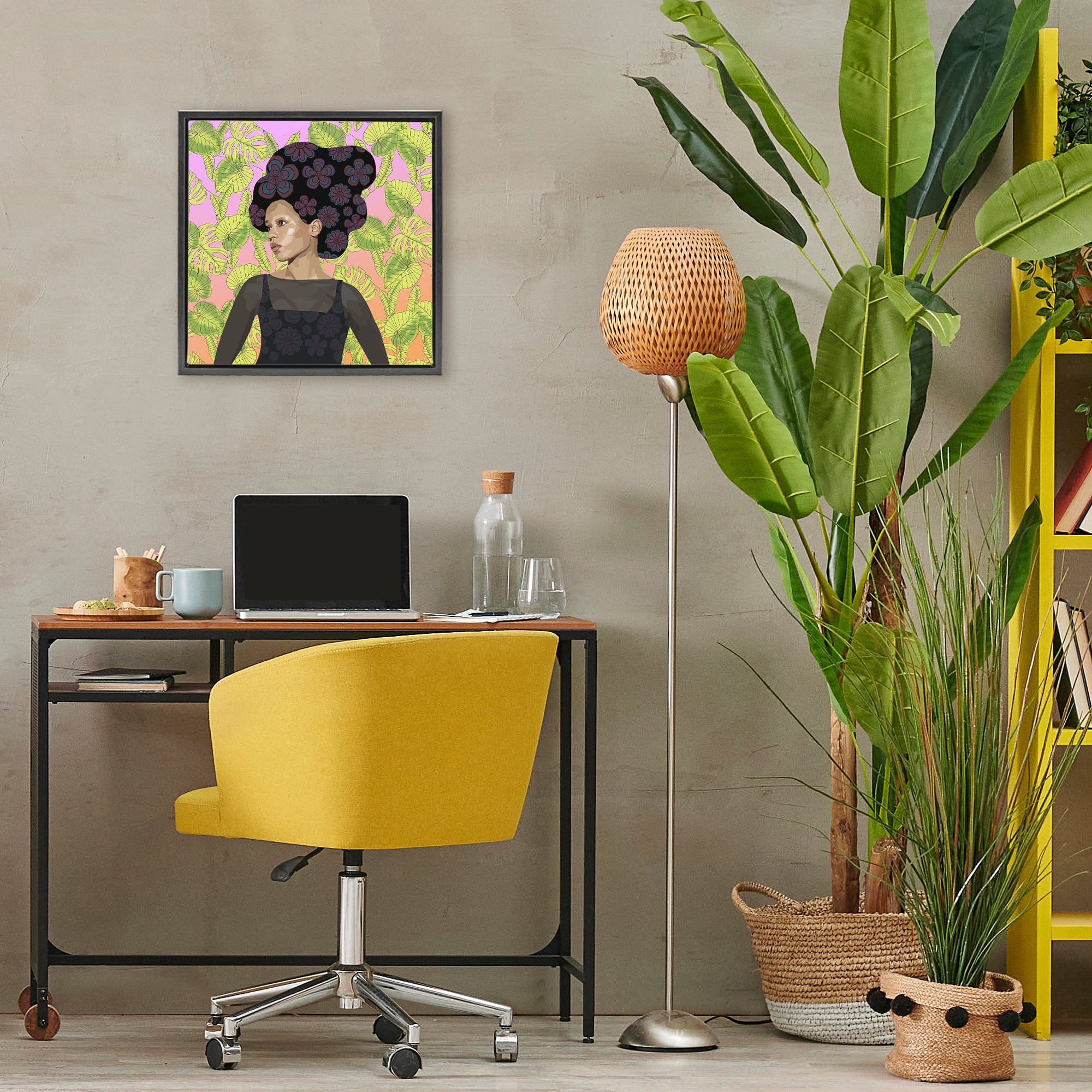 Stupell Industries Whispers Of Bloom Black Framed Floater Canvas Wall Art, design by Lynnda Rakos