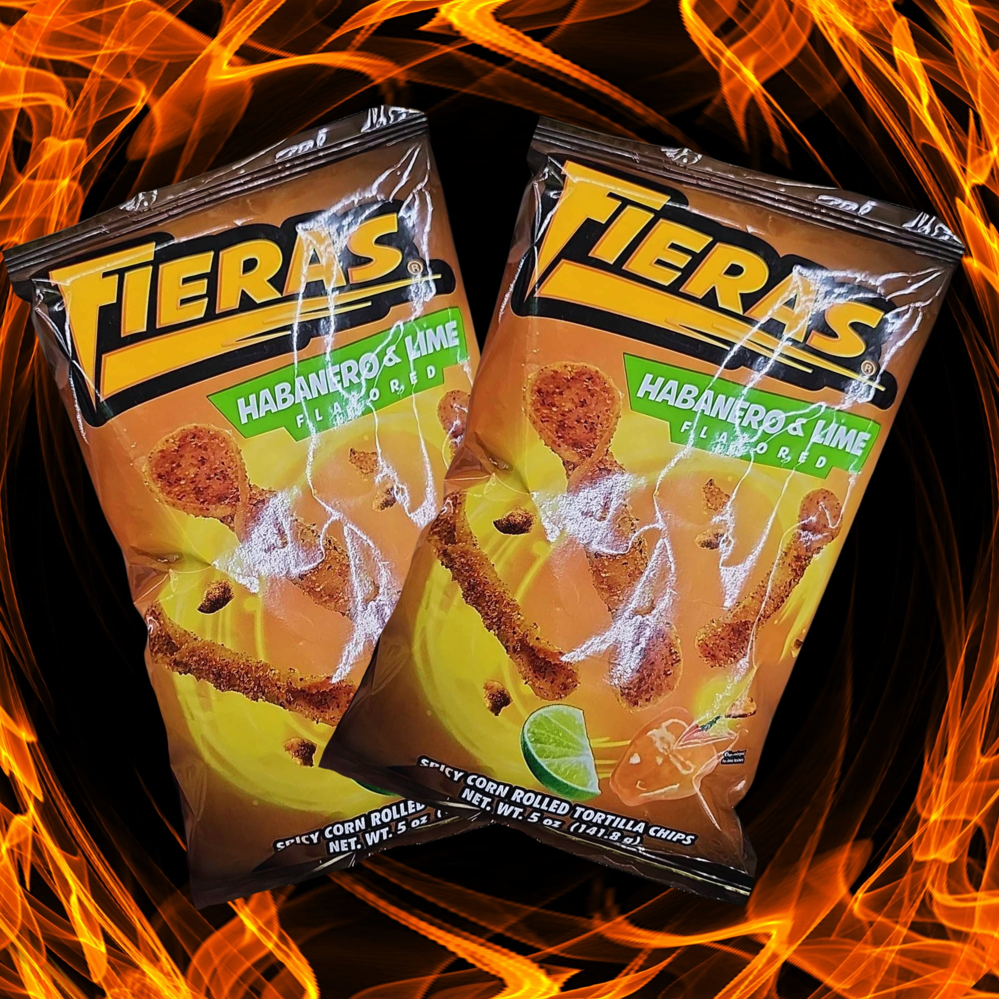 Fieras Habanero and Lime Flavored Spicy Corn Rolled Tortilla Chips