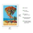 thumbnail image 2 of Côte d'Azur France - French Riviera - Chemins de fer de Paris-Lyon-Méditerranée Railway (PLM) - Vintage Travel Poster by Julien Lacaze c.1935 - Fine Art Rolled Canvas Print 27in x 40in, 2 of 4