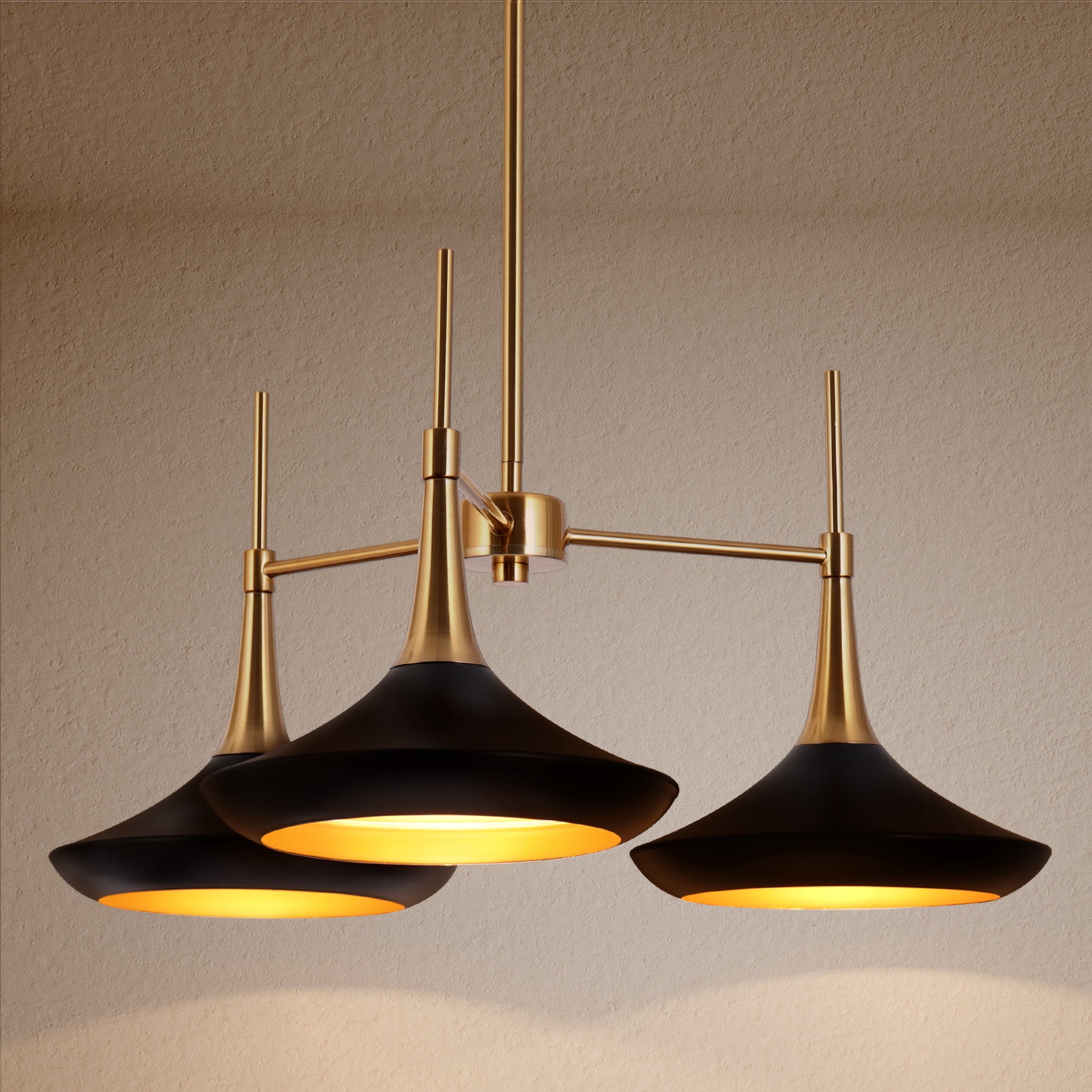 LNC Phapricornus 3-Light Matte Black Modern/Contemporary Led Chandelier