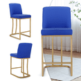thumbnail image 6 of MoNiBloom PU Leather Counter Bar Stools with Back set of 2, Metal Frame Armless Chairs , for Dining, Kitchen, Navy Blue, 6 of 8