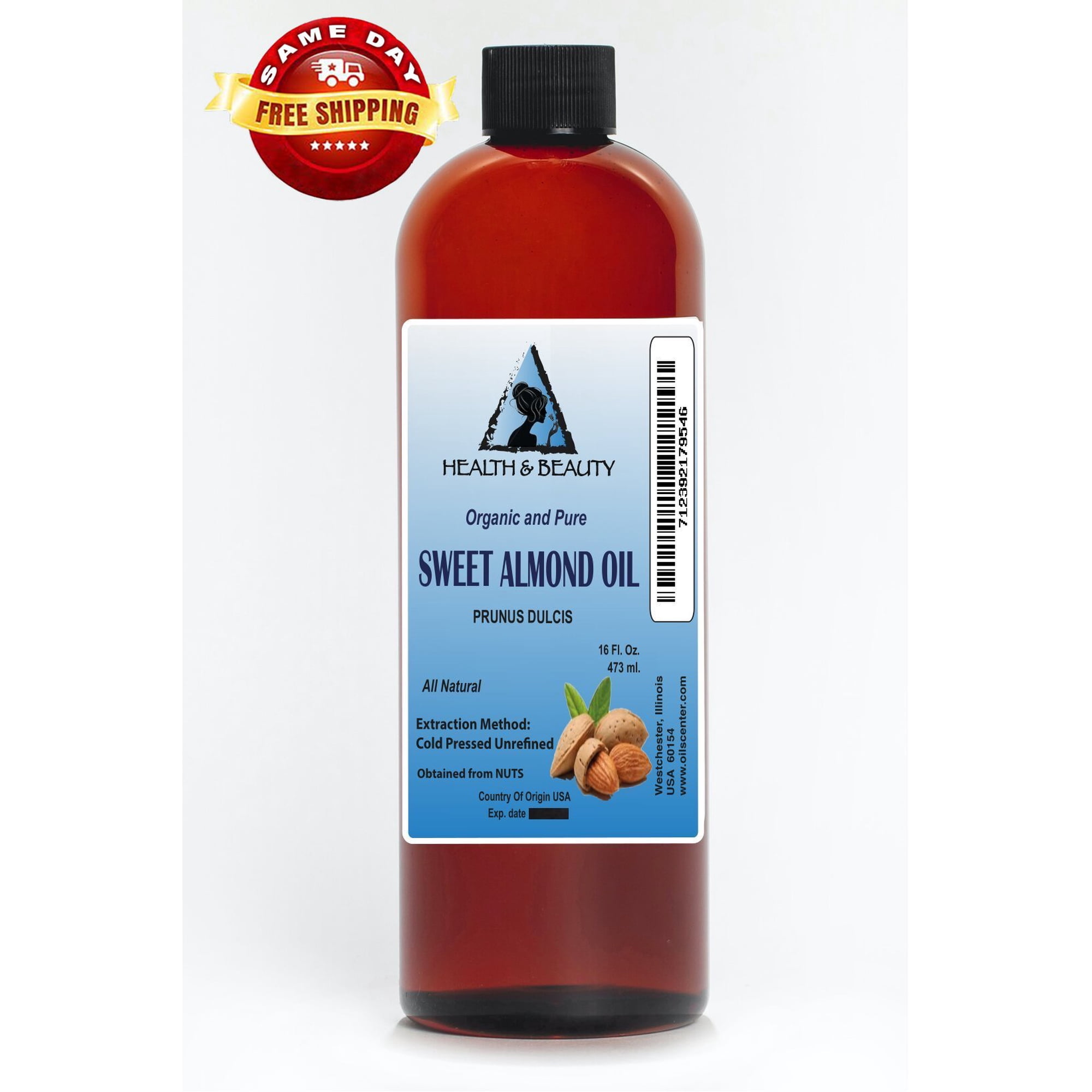 Sweet almond oil unrefined organic carrier cold pressed 100% pure 16 oz