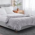 thumbnail image 3 of Light Grey Boho Chunky Knit Throw Blanket, 3 of 5