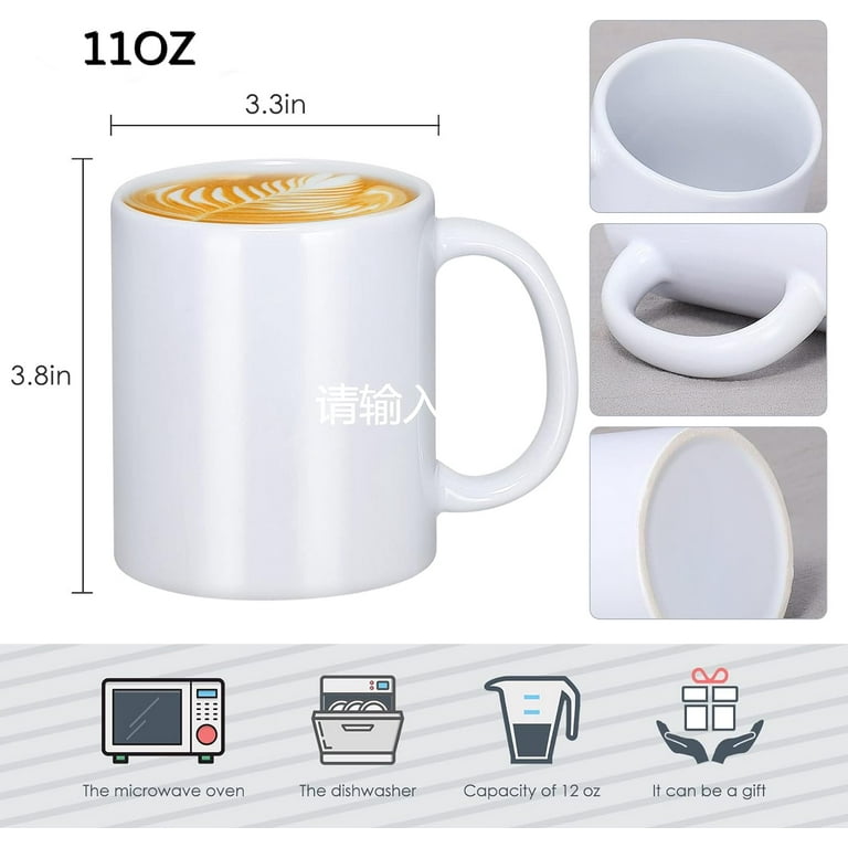 Sublimation Mugs, Premium Coffee Mugs Set of 12 White Ceramic Sublimation  Cups 11 oz Christmas Coffee Mug for Soup Tea Milk Latte Hot Chocolate