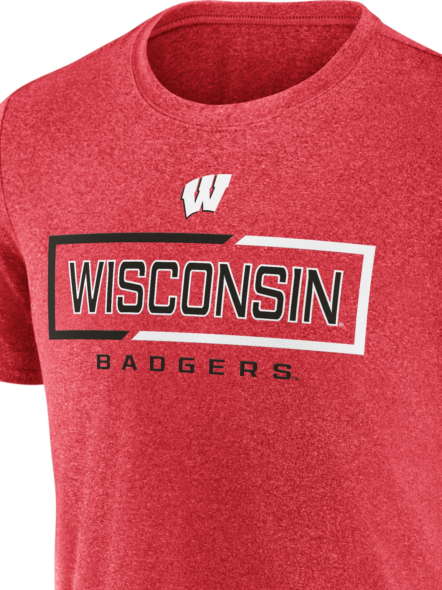 NCAA Wisconsin Badgers Men's Synthetic Red Heather Short Sleeve T-Shirt