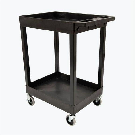 24 x 18 in. Plastic Utility Tub Cart with Two Shelf, Black