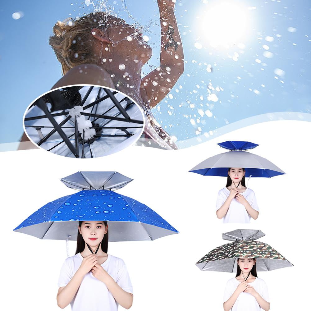 Sun Umbrella Hat Fishing Hands Free Gardening Camping Hiking Camo G1KD ...