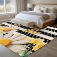 thumbnail image 4 of 5'x7' Area Rugs, Spring Bees Daisy Indoor Outdoor Area Rug for Living Room Bedroom, Rustic Tulips Dots Black Striped Burlap Washable Bathroom Rugs Kitchen Floor Carpet Mats Home Decor Aesthetic, 4 of 8