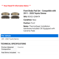 thumbnail image 2 of Front Brake Pad Set - Compatible with 2011 - 2020 Toyota Sienna 2012 2013 2014 2015 2016 2017 2018 2019, 2 of 2