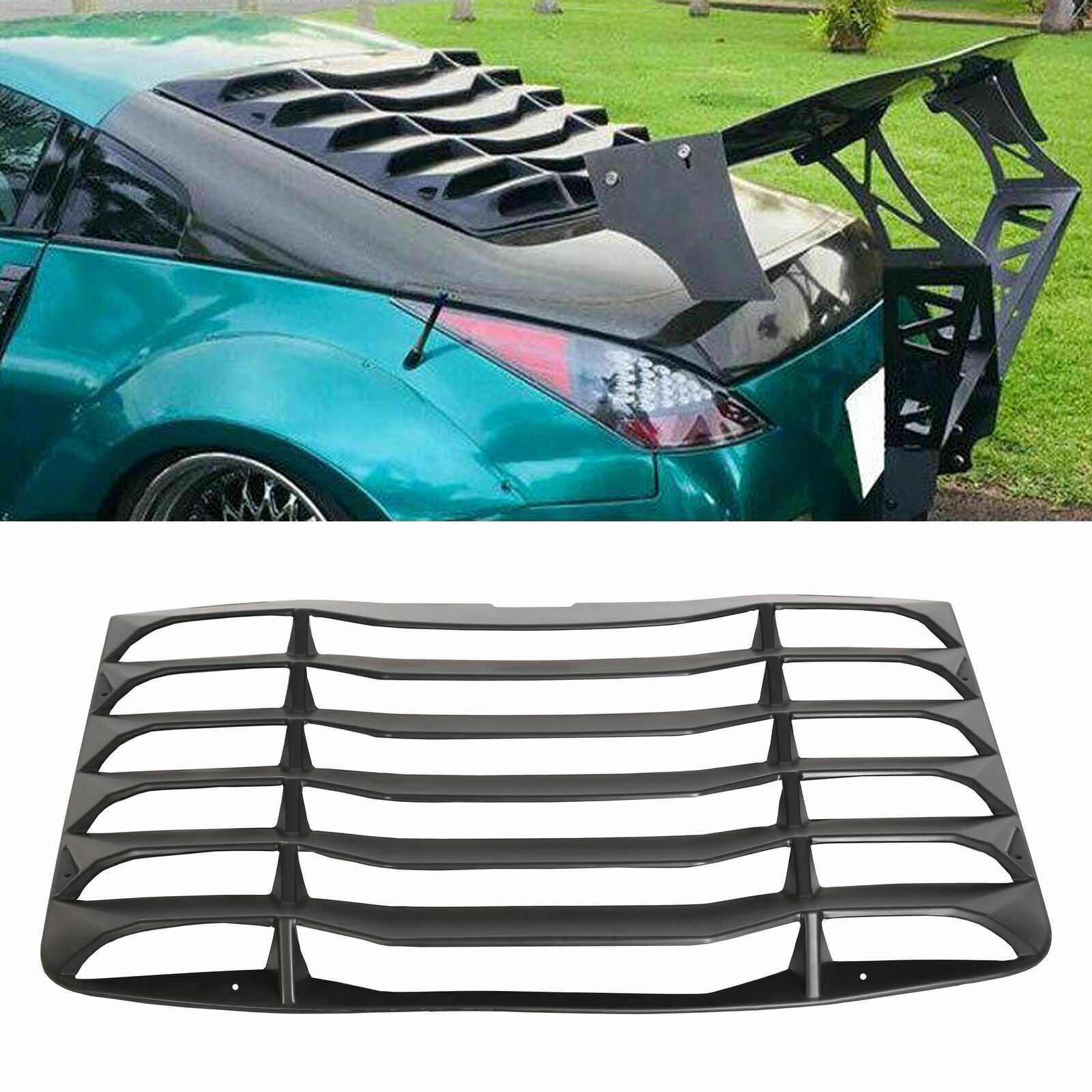 For 20032008 Nissan 350Z Coupe Matte Black Rear Windshield Louvers