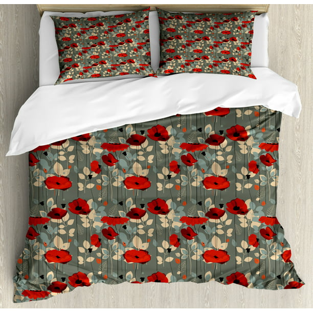 Poppy Duvet Cover Set Abstraction Of A Growing Floral Garden