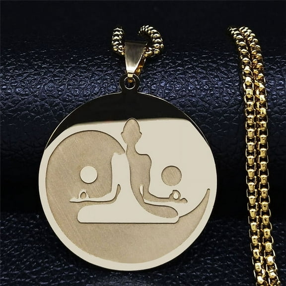 Buddhism Meditation Buddha Necklace for Women Men 14K Yellow Gold Yoga Buddhist Chain Jewelry