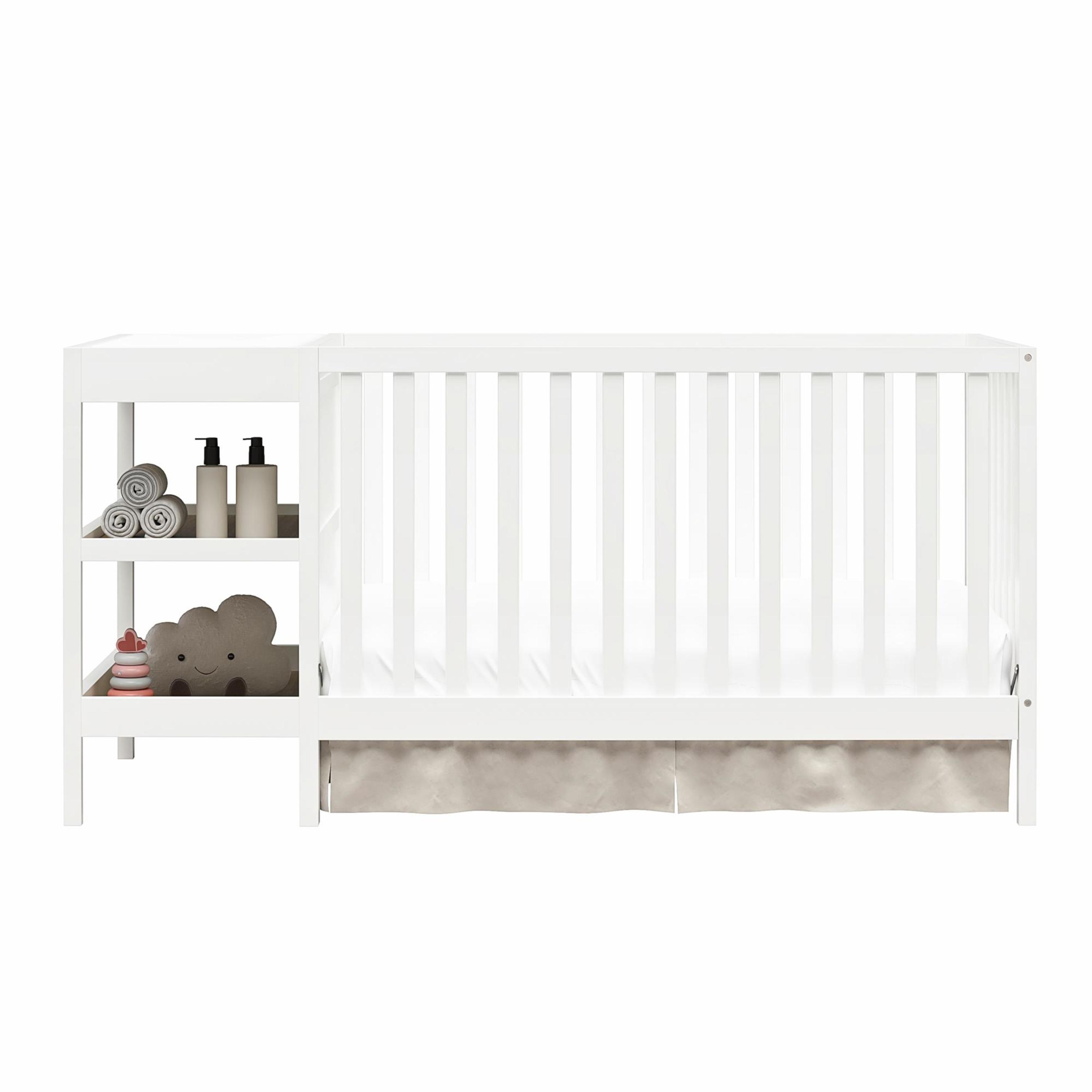 Baby Relax Ema 3-in-1 Convertible Crib & Changer Combo, White