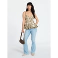 thumbnail image 2 of No Boundaries Button Front Ruffle Lace Trim Cami Top, Women's XXS-XXL, 2 of 5