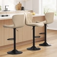 thumbnail image 1 of Hawsaiy Modern Bar Stools Set of 3, Adjustable Faux Leather Upholstered Swivel Bar Stools, Counter Height Bar Chairs with Back for Kitchen Island, Khaki, 1 of 10