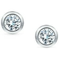 thumbnail image 2 of Bling Jewelry Womens Minimalist CZ Stud Earrings, Bezel Round Solitaire, Sterling Silver, 5-7 MM, 2 of 6