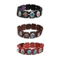 thumbnail image 5 of Fashion Wood Stretch Catholic Icon Bracelets Saint Jesus Cross Virgin Mary Religious Unisex Bracelet 3-color, 5 of 5