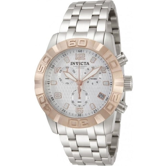 Invicta Men's 11451 Pro Diver Chronograph Silver Textured Dial Stainless Steel Watch