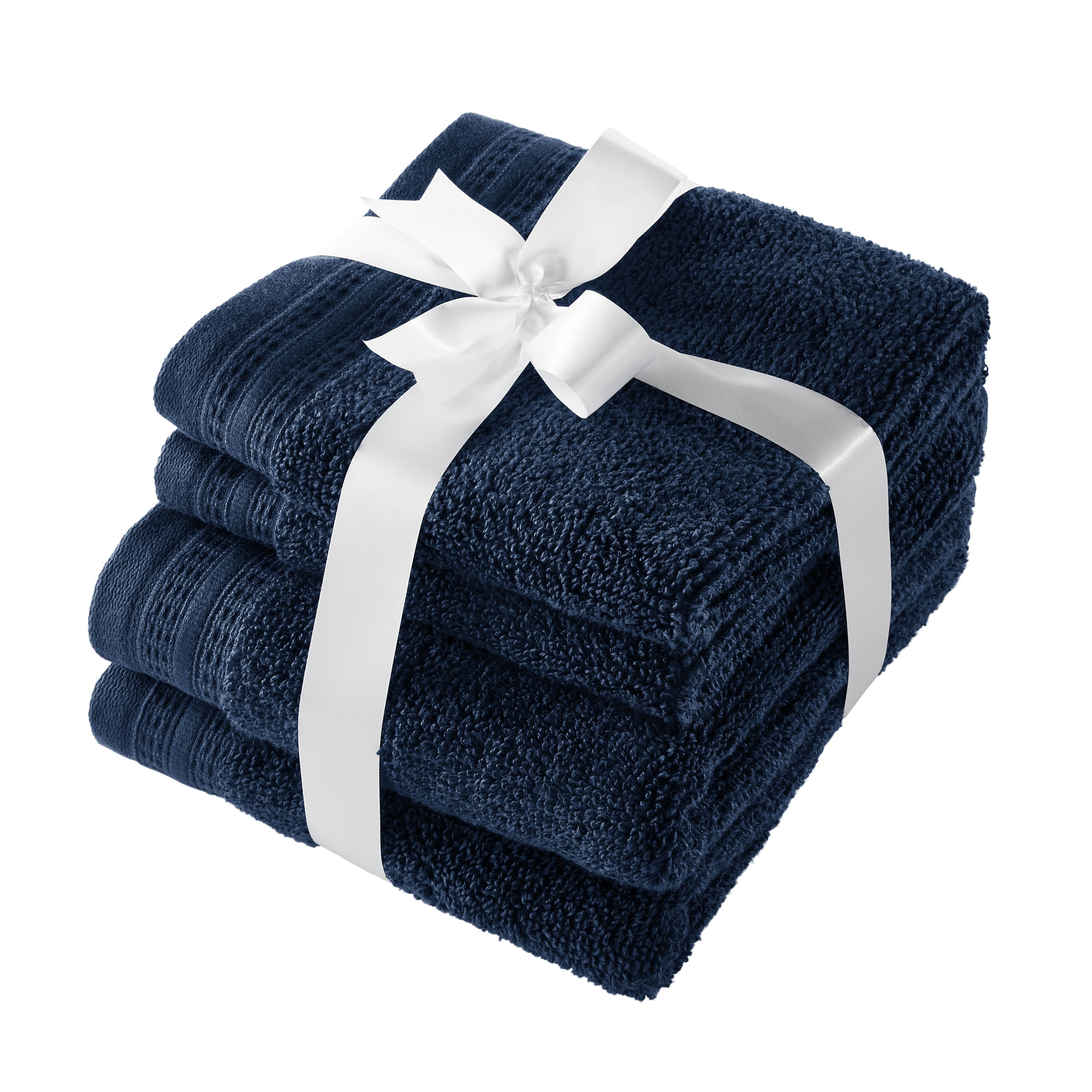 Purely Indulgent 4 Piece Cotton Hand Towel and Wash Cloth Set Blue