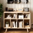 thumbnail image 3 of Litake Large Record Player Stand, Wood Vinyl Record Storage Compact Record Player Cabinet Cube Storage Organizer Up to 350 Albums with Charging Station for Living Room Bedroom, Natural, 3 of 7