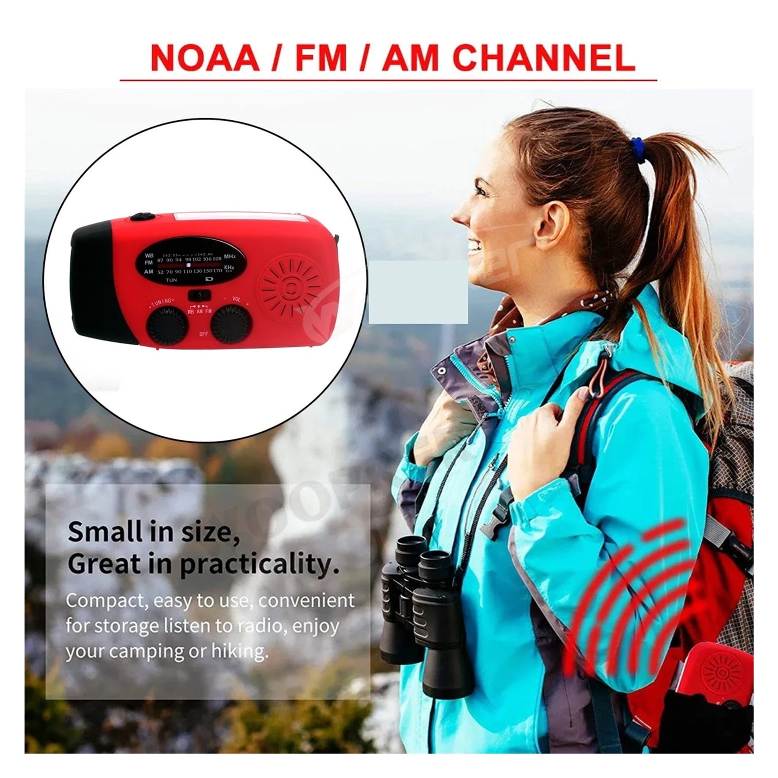 Multifunction Radio Solar Hand Crank FM /AM WB Weather Radios Emergency Flashlight 2000mAh Power Bank ,Portable