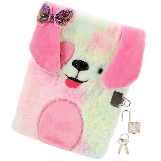 Lockable Plush Cover Diary Notebook for Daily Use Multi Material Writing 1Set