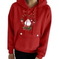thumbnail image 5 of Women’s Christmas Graphic Hoodie Fleece Lined Oversized Long Sleeve Pullover Sweatshirt with Button Pocket Santa Print Holiday Casual Top,Red,XXL, 5 of 5