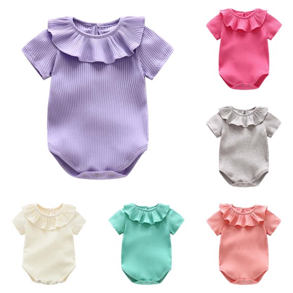 Baby Girls Bodysuits Soft for To 16 Months Comfortable Round Neck Romper Outfit for Daily Wear and Outdoor Activities 6 Month Outfit Girl Toddler Summer Clothes Girl Kids Leotard Suit Toddler Lace
