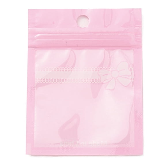 100pcs Plastic Packaging Zip Lock Bags Bowknot Print Top Self Seal Pouches Rectangle Pink 9x7x0.15cm Unilateral Thickness: 2.5 Mil(0.065mm)