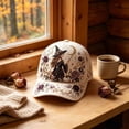 thumbnail image 5 of 3D Halloween Embroidered Baseball Cap for Women, Washed Cotton Halloween Hat with Witch Pumpkin Design, Adjustable Baseball Cap for Fall Halloween Party Gift (Pumpkin Moon), 5 of 8