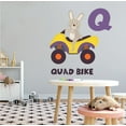 thumbnail image 2 of DAYCARE - Adhesive Multicolored Educational Art Quad Bike ATV Bunny Rabbit Animal Decoration Easy To Apply Letter Q Alphabet Kids Nursery Child Care Wall Decal 18" x 20", 2 of 3