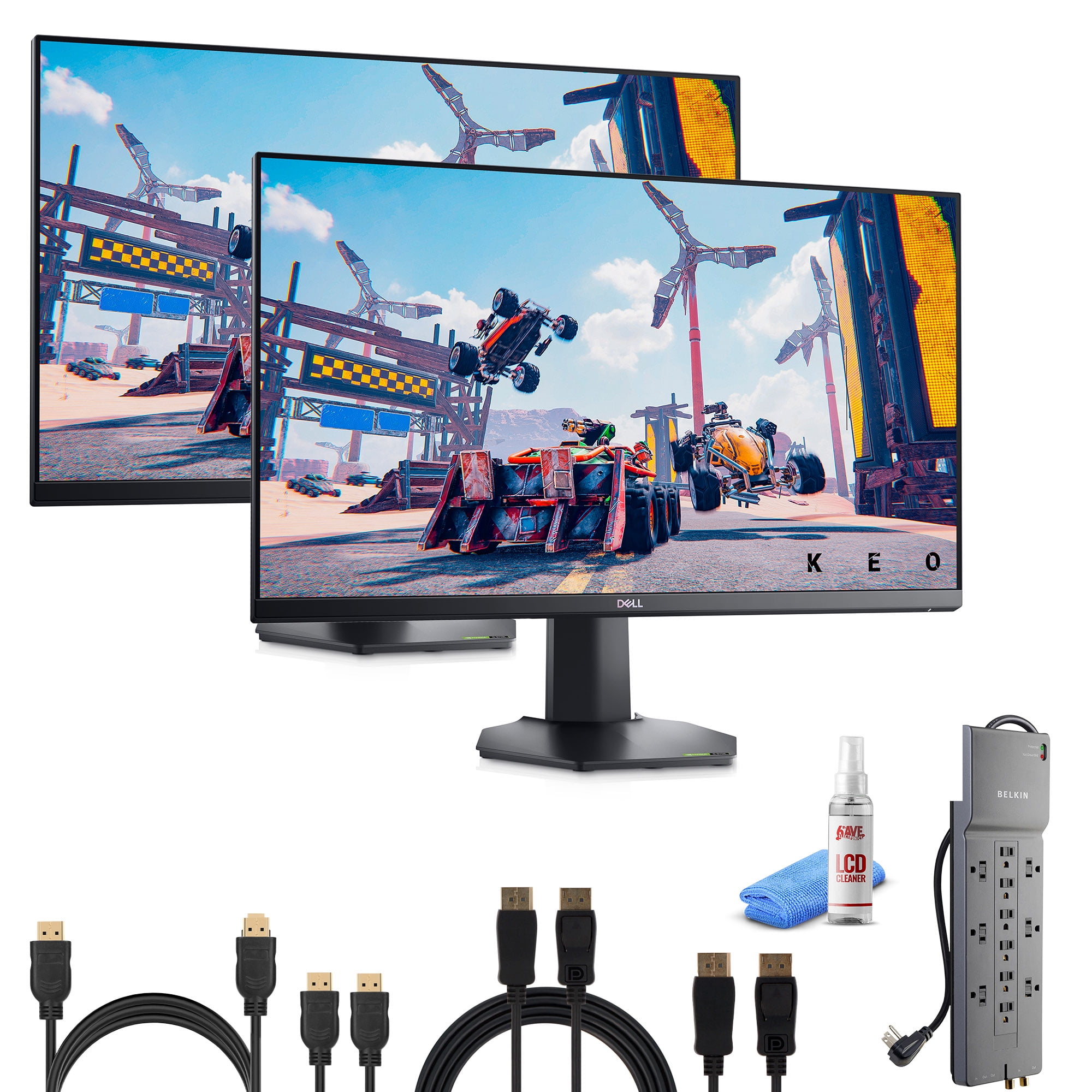 2-Pack Dell G2722HS IPS 27 Inch 165Hz Gaming Monitor - Full HD 1920 x  1080p, AMD FreeSync Premium and NVIDIA G-Sync Compatible, HDMI, DisplayPort  with 12-Outlet Surge Protector & Screen Cleaning Kit -