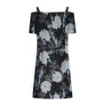thumbnail image 4 of DailyTrove Women's Floral Print Off-Shoulder Midi Dress, Short Sleeve, Casual Garden & Brunch Wear, Lightweight Cotton Blend, Ruffled Hem, 4 of 6
