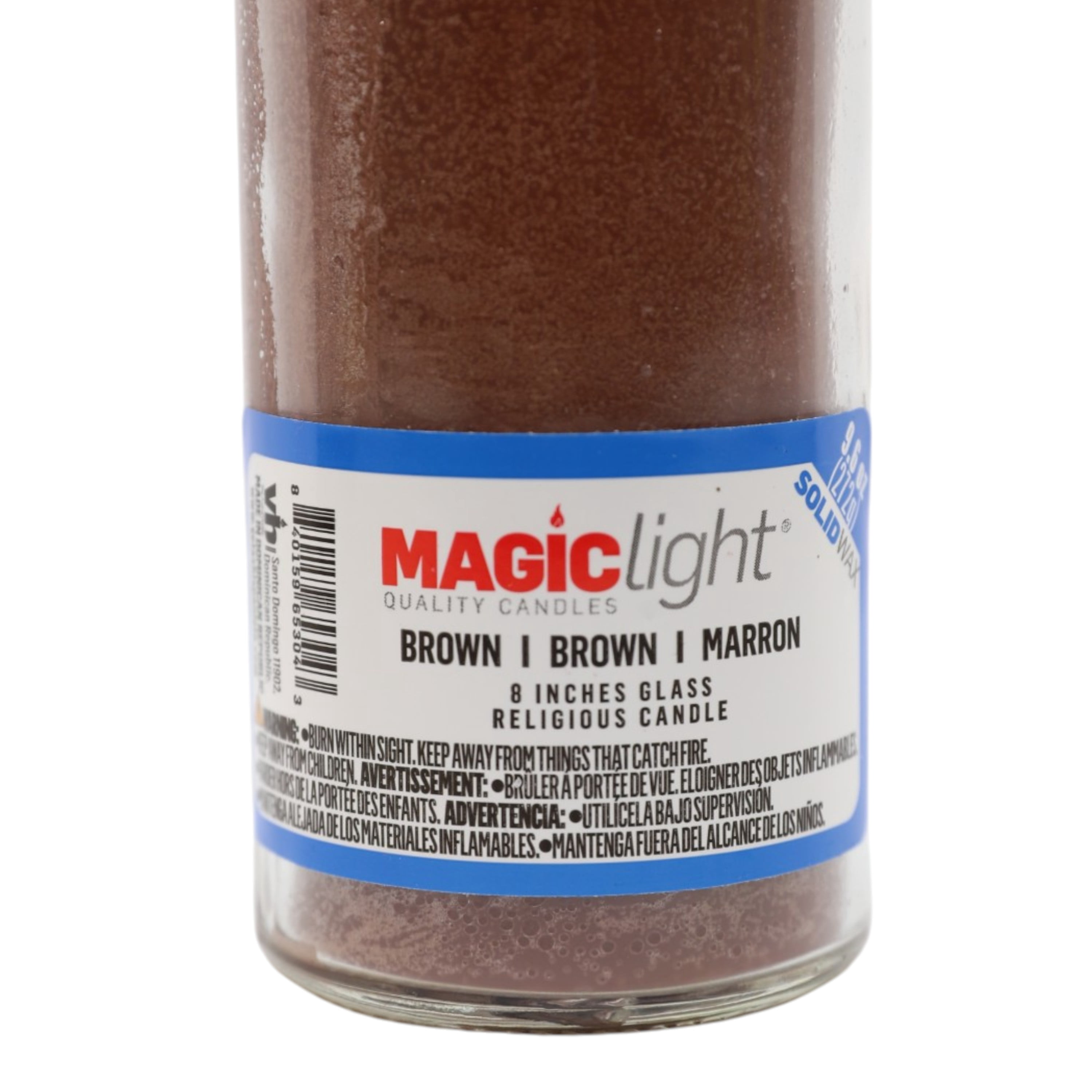 MagicLight Religious Candle 9.6 oz Unscented Brown Wax in Clear Glass Jar