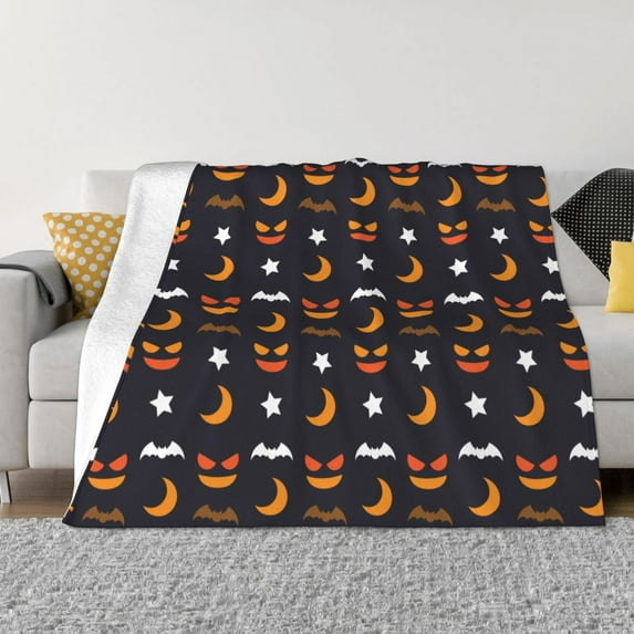 XMXT Throw Blanket, Halloween Ghost Faces Bat Graffiti Machine Washable Blankets for Sofa, 60 x 50 inches